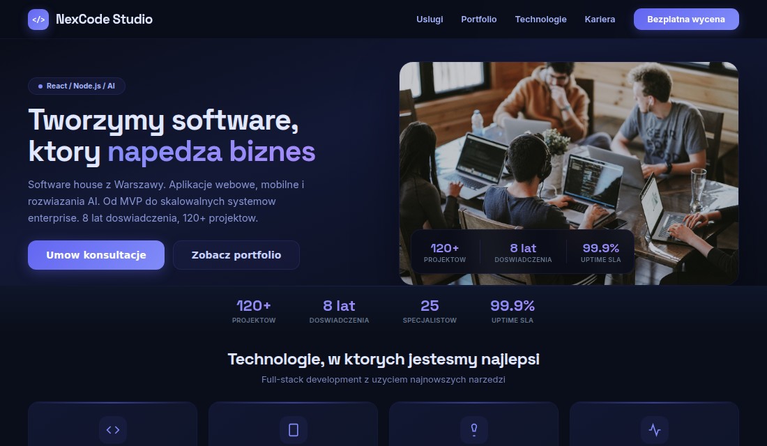 Software house — strona wygenerowana przez VIXMA